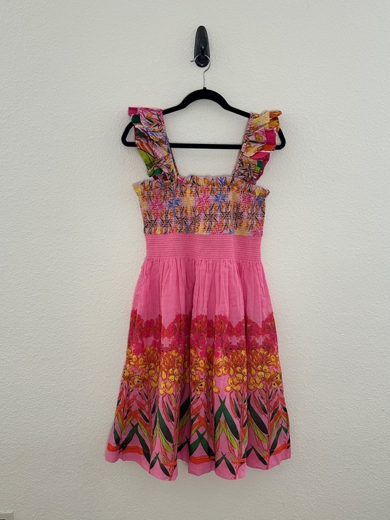 Roopa Pemmaraju Dresses & Skirts - Anthropologie Roopa Pemmaraju Floral Smocked Dress Pink Ruffle Cotton Sundress M